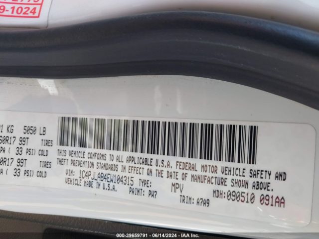 1C4PJLAB4EW104315 Jeep Cherokee Sport