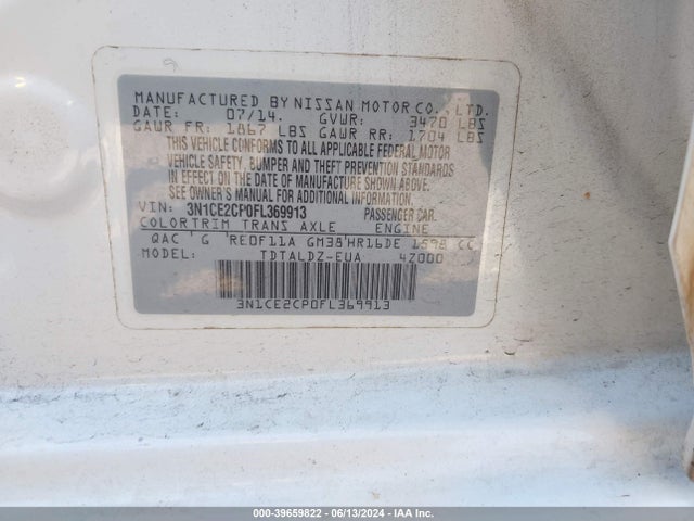 Nissan Versa Note S (sr)/s Plus/sl/sr/sv 2015 3N1CE2CP0FL369913 Image 9