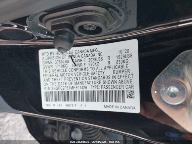 2HGFC2F61MH501426 Honda Civic Lx