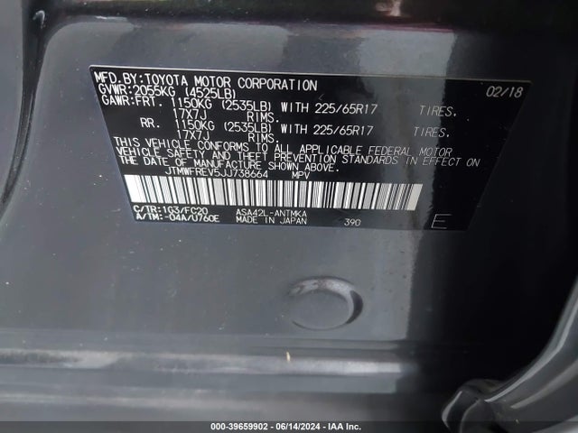 Toyota Rav4 Xle 2018 JTMWFREV5JJ738664 Image 9