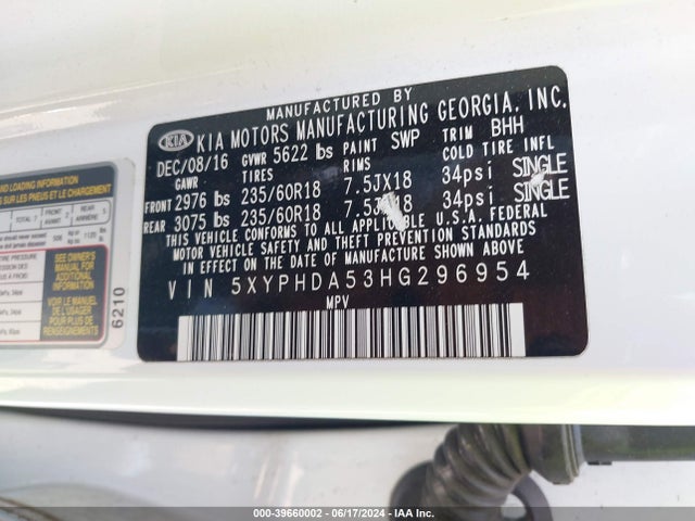 KIA Sorento 3.3l Ex 2017 5XYPHDA53HG296954 Image 9
