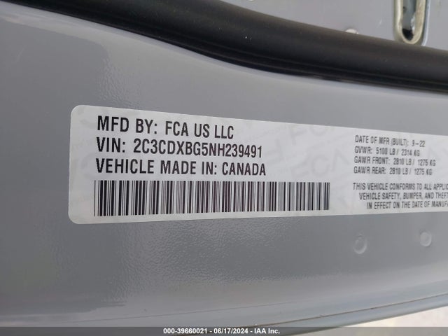 Dodge Charger Sxt Rwd 2022 2C3CDXBG5NH239491 Image 9