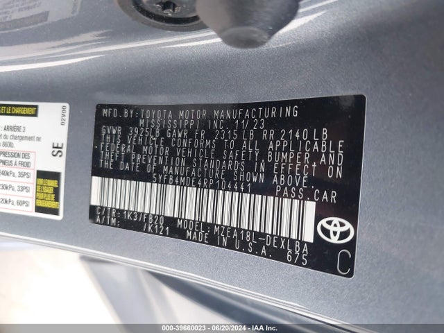 Toyota COROLLA LE 2024 5YFB4MDE4RP104441 Image 9