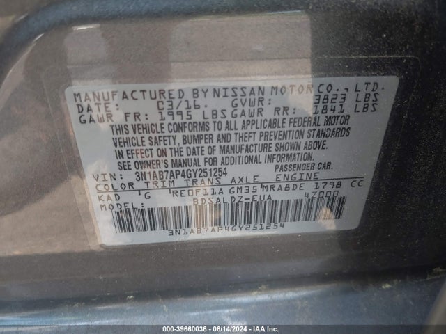 Nissan SENTRA SV 2016 3N1AB7AP4GY251254 Image 9
