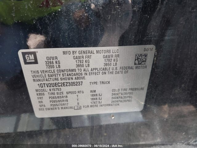 1GTV2UEC2EZ305237 GMC Sierra 1500 Sle
