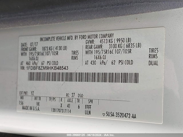 Ford Transit-350 Cab 2017 1FDBF8ZM9HKB48543 Image 9