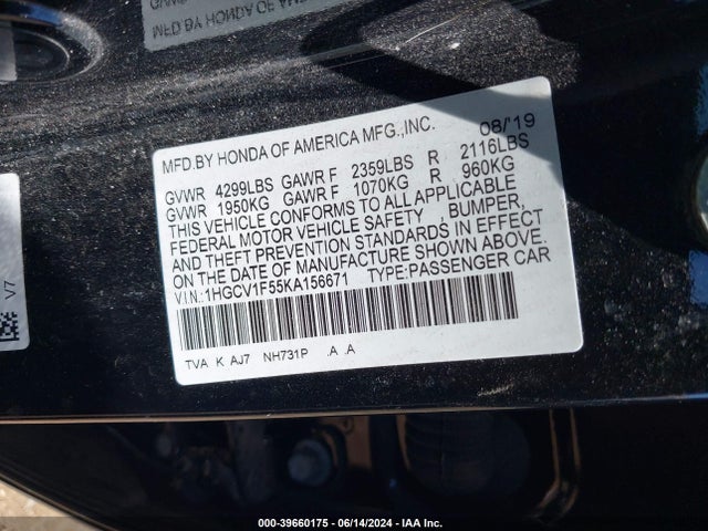 Honda Accord Ex-l 2019 1HGCV1F55KA156671 Image 9