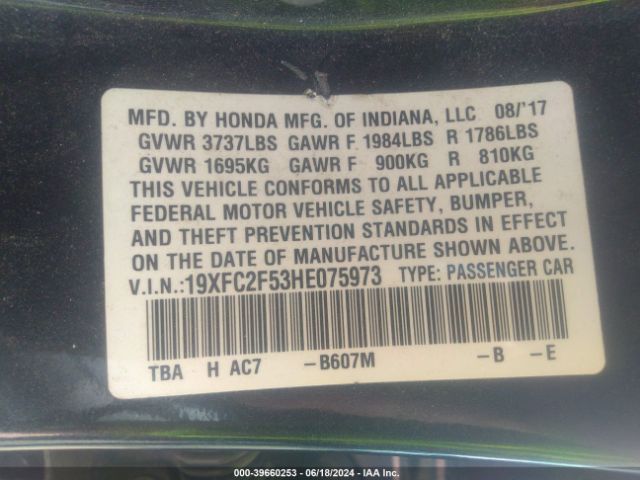 19XFC2F53HE075973 Honda Civic Lx