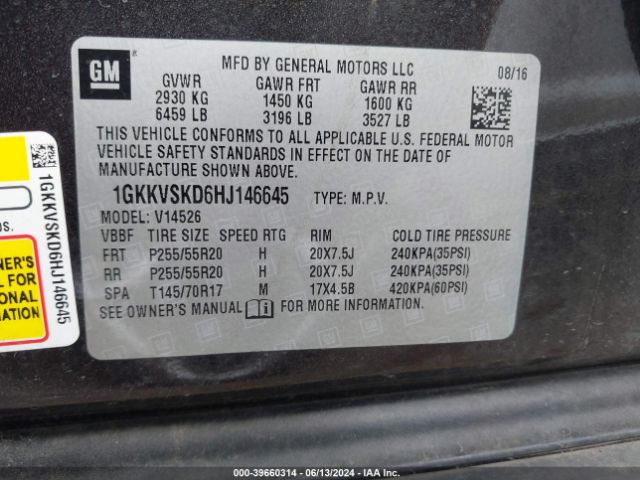 1GKKVSKD6HJ146645 GMC Acadia Limited