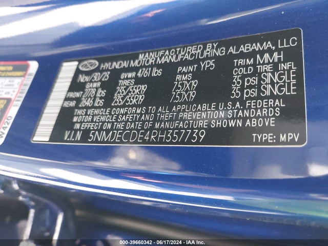 Hyundai Tucson Limited 2024 5NMJECDE4RH357739 Image 9