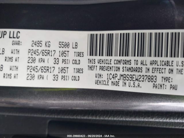 1C4PJMBS9EW237883 Jeep Cherokee Trailhawk