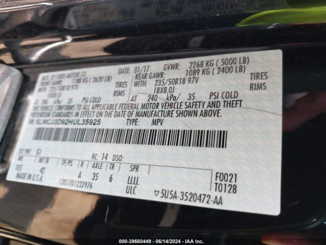 5LMCJ3D92HUL35925 Lincoln Mkc Reserve