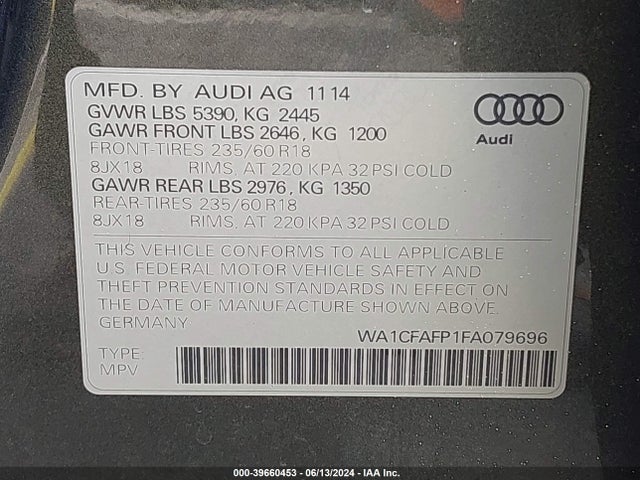WA1CFAFP1FA079696 Audi Q5 2.0t Premium