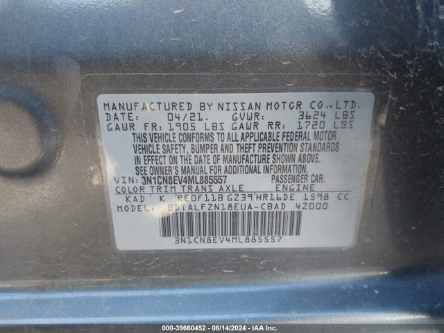 Nissan Versa Sv Xtronic Cvt 2021 3N1CN8EV4ML885557 Image 9