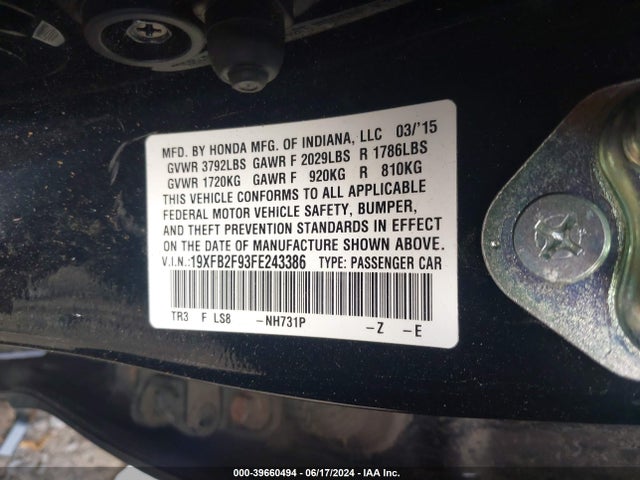 Honda Civic Ex-l 2015 19XFB2F93FE243386 Image 9