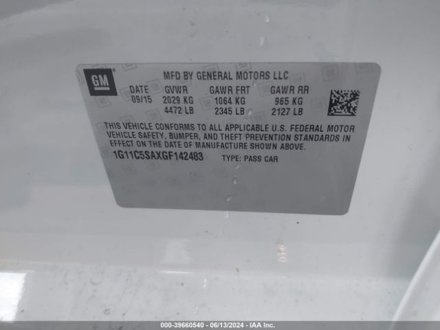1G11C5SAXGF142483 Chevrolet Malibu Limited Lt