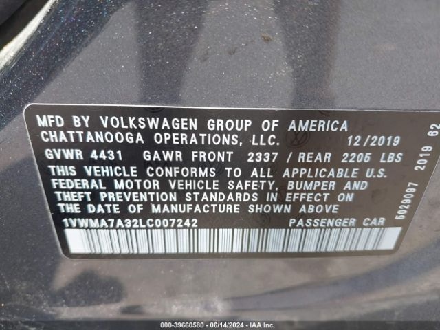 1VWMA7A32LC007242 Volkswagen Passat 2.0t R-line