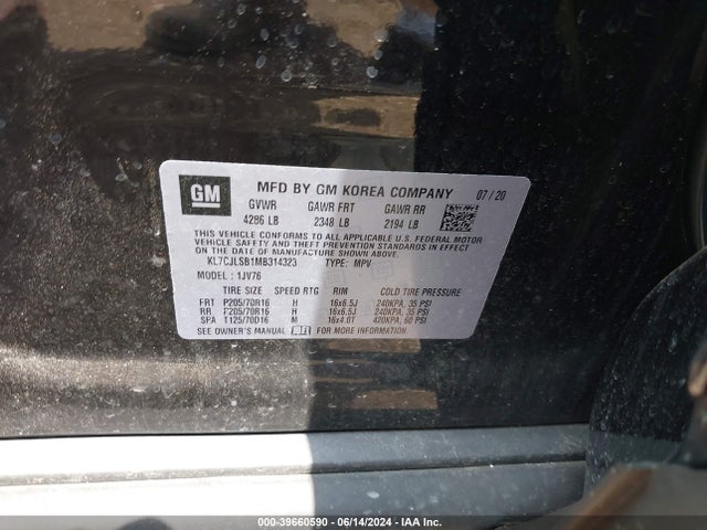 Chevrolet Trax Fwd Lt 2021 KL7CJLSB1MB314323 Image 9
