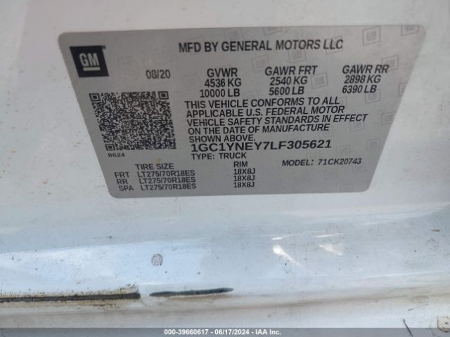 1GC1YNEY7LF305621 Chevrolet Silverado 2500hd 4wd  Standard Bed Lt