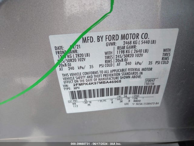 Ford Edge Titanium 2021 2FMPK4K97MBA46968 Image 9