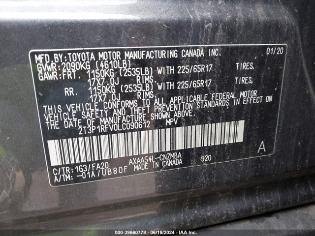 Toyota Rav4 Xle 2020 2T3P1RFV0LC090612 Image 9