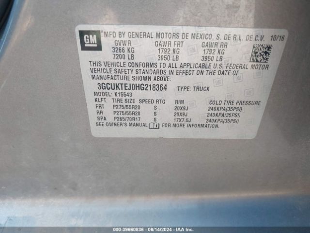 3GCUKTEJ0HG218364 Chevrolet Silverado 1500 High Country