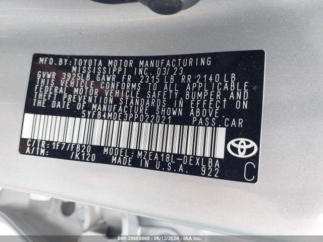 Toyota COROLLA LE 2023 5YFB4MDE3PP022021 Image 9