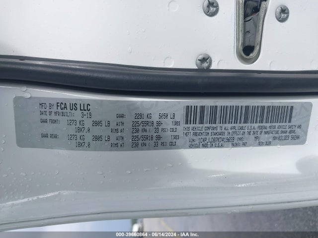 1C4PJLDB7KD419659 Jeep Cherokee Limited Fwd