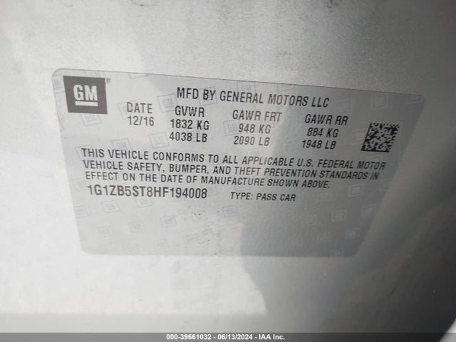 Chevrolet MALIBU LS 2017 1G1ZB5ST8HF194008 Image 9