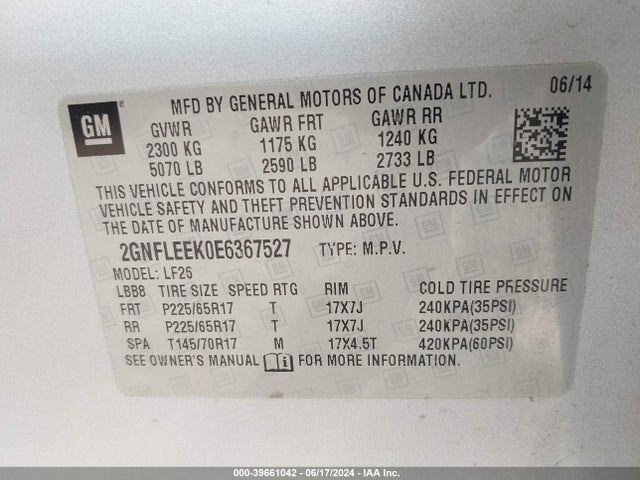 Chevrolet EQUINOX LS 2014 2GNFLEEK0E6367527 Image 9