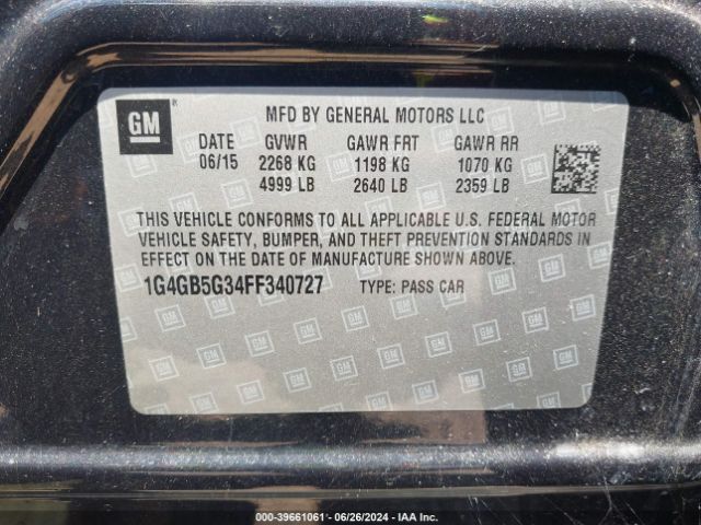1G4GB5G34FF340727 Buick Lacrosse Leather