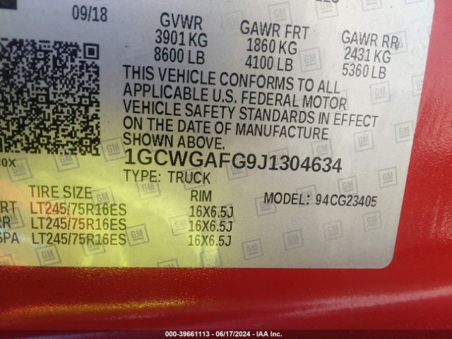 1GCWGAFG9J1304634 Chevrolet Express 2500 Work Van