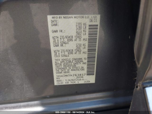 5N1AZ2MH7FN263857 Nissan MURANO S