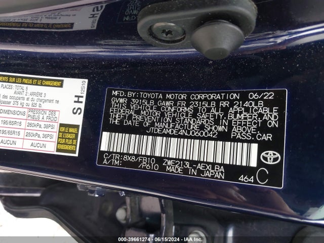 Toyota Corolla Hybrid Le 2022 JTDEAMDE4NJ060042 Image 9