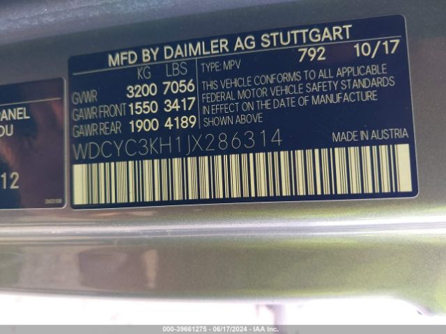 WDCYC3KH1JX286314 Mercedes-Benz G 550 4matic