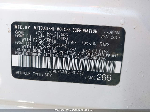 2017 MITSUBISHI OUTLANDER JA4AD3A33HZ031828 Photo 8