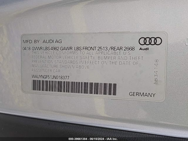 WAUYNGF51JN018377 Audi A5 2.0t Premium
