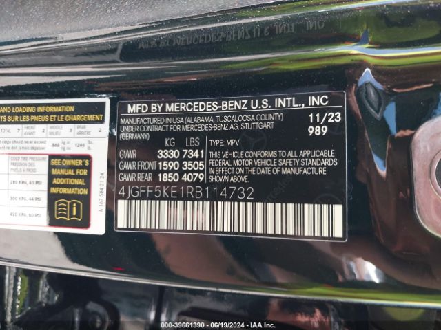 4JGFF5KE1RB114732 Mercedes-Benz Gls 450 4matic