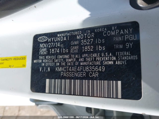 Hyundai ACCENT GLS 2015 KMHCT4AE4FU835649 Image 9