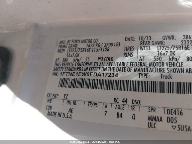 Ford E-150 Commercial 2014 1FTNE1EW6EDA17234 Image 9