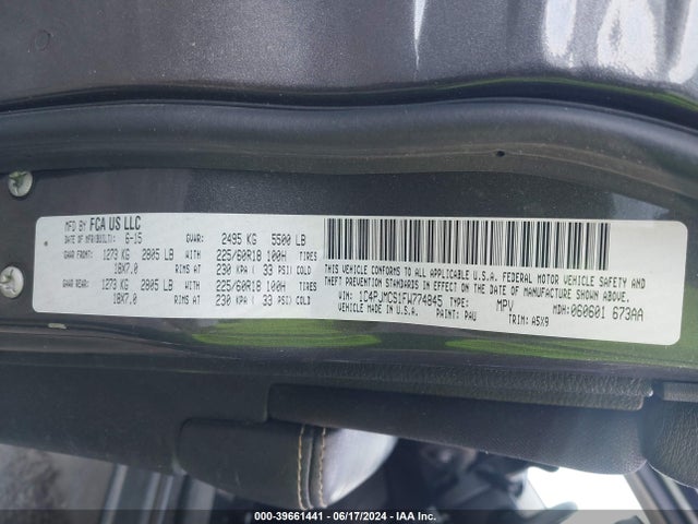 1C4PJMCS1FW774845 Jeep Cherokee Latitude Altitude
