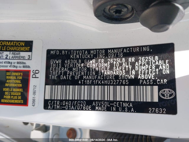 Toyota CAMRY LE 2017 4T1BF1FK4HU327765 Image 9