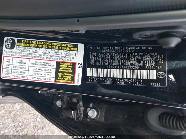 Toyota CAMRY SE 2024 4T1G11AK1RU233209 Image 9