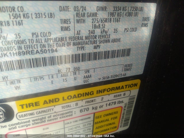 Ford Expedition Xlt Max 2024 1FMJK1H89REA50194 Image 9