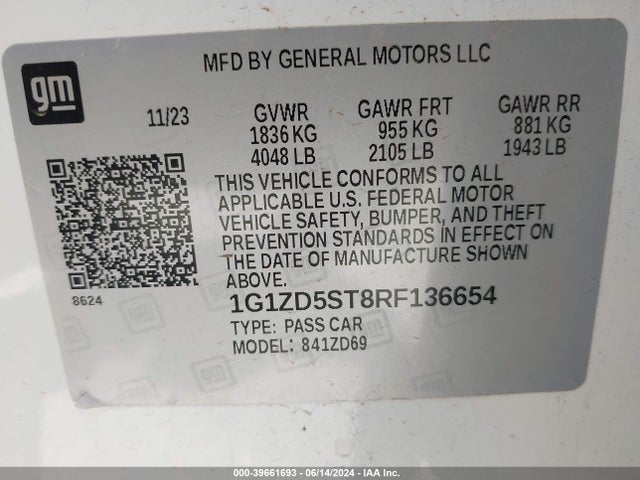 Chevrolet MALIBU LT 2024 1G1ZD5ST8RF136654 Image 9