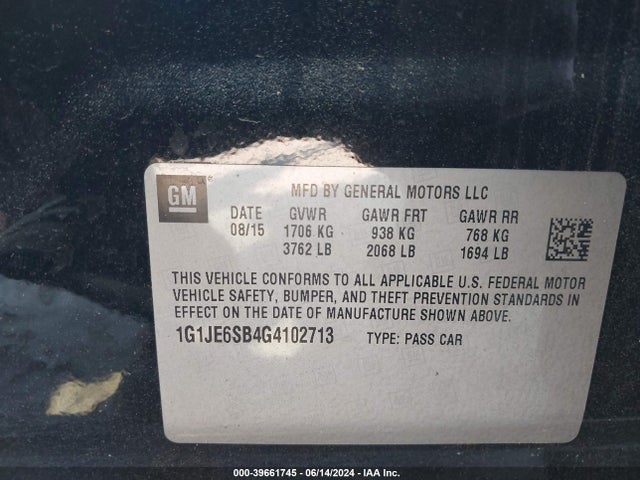 Chevrolet Sonic Ltz Auto 2016 1G1JE6SB4G4102713 Image 9