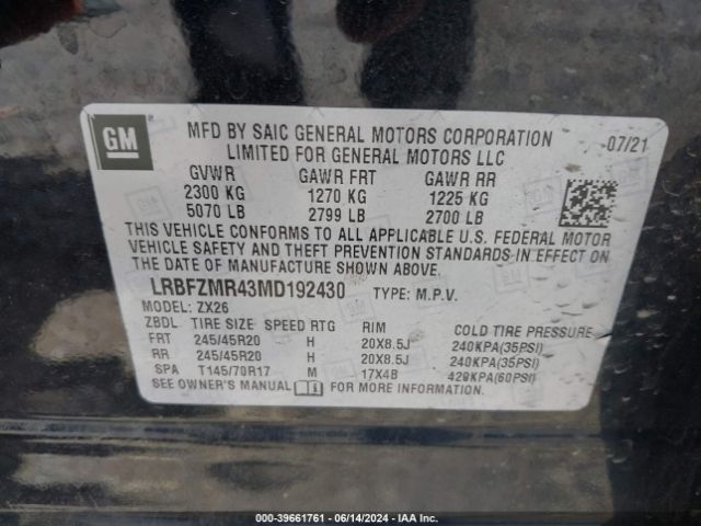 LRBFZMR43MD192430 Buick Envision Awd Preferred