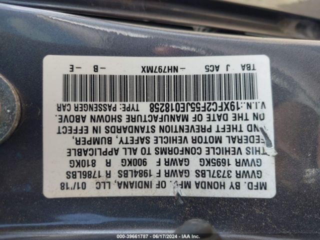 19XFC2F55JE018258 Honda Civic Lx