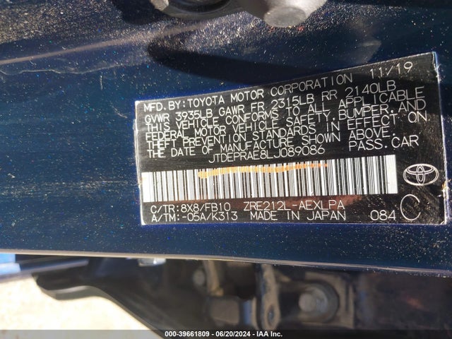 Toyota COROLLA LE 2020 JTDEPRAE8LJ089086 Image 9