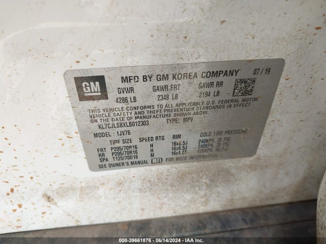 Chevrolet Trax Fwd Lt 2020 KL7CJLSBXLB012303 Image 9